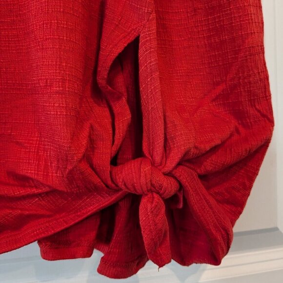 Max Studio Top Size 3X Red Side-Tie Knot Crinkle Knit Short Sleeve Blouse NWT - Picture 7 of 14